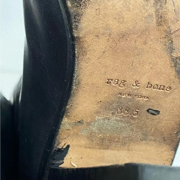 Rag & Bone Kerr Ankle Boots Womens 38.5 US 8 - 8.5 Black Leather Heeled Shoes - Picture 10 of 12